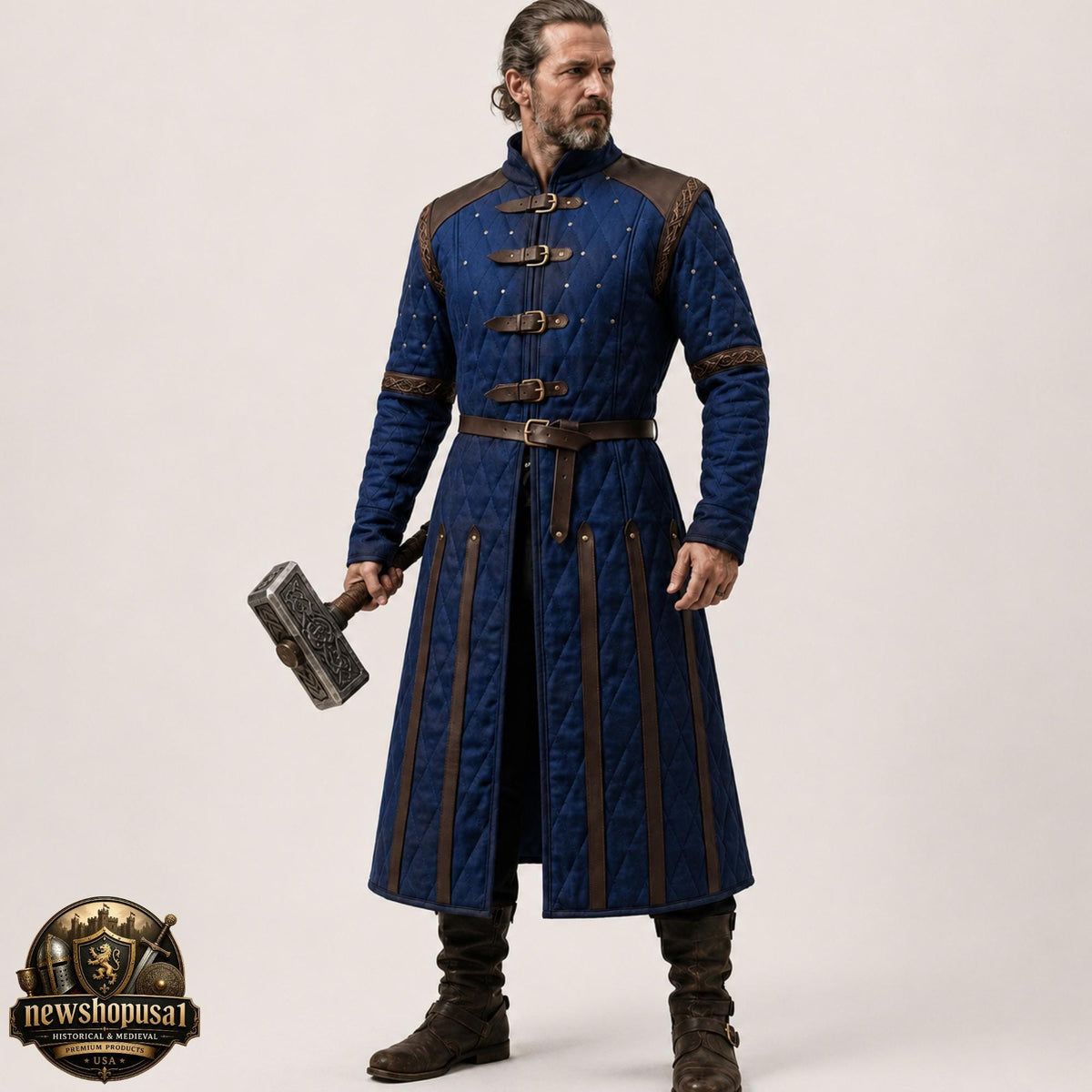 Viking Jacket - Wine Medieval Gambeson Coat for Men – Quilted Viking Armor Jacket
