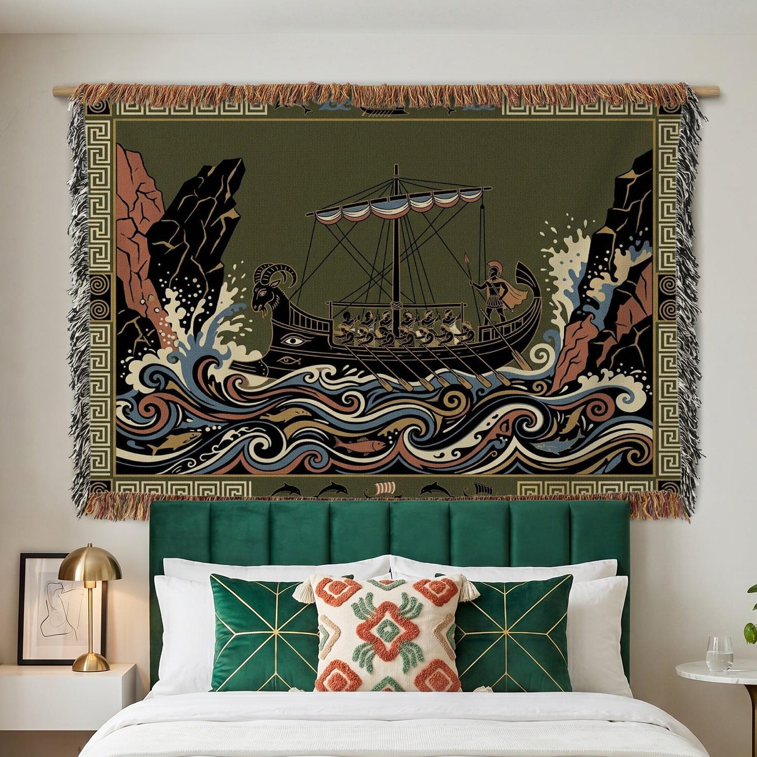 Viking Blanket - Norse Mythology Woven Blanket, Viking Gods Tapestry, Historic Nordic Art Throw