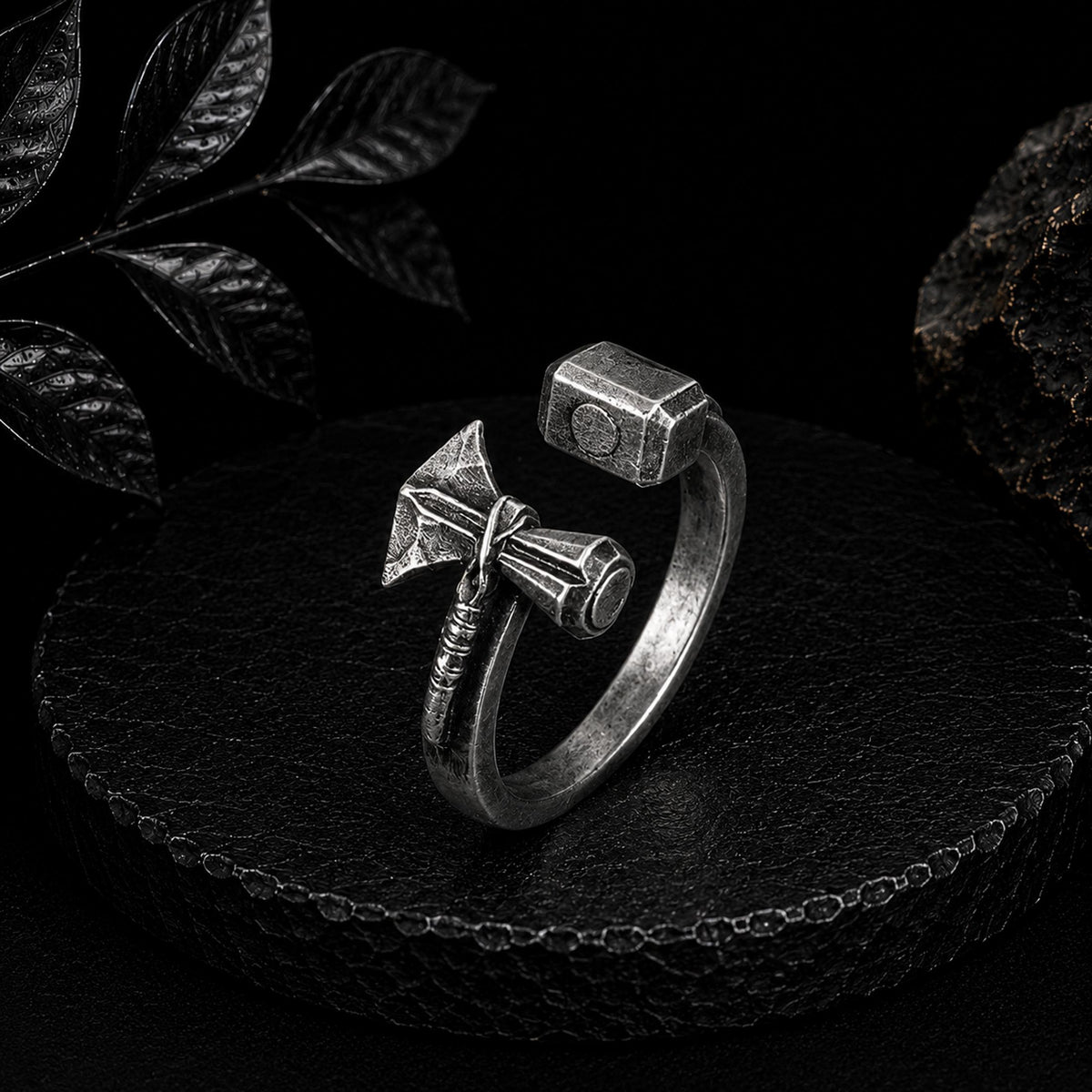 Viking Thor's Hammer Ring - Viking Thor Hammer Axe Ring, Norse Warrior Sterling Silver Jewelry