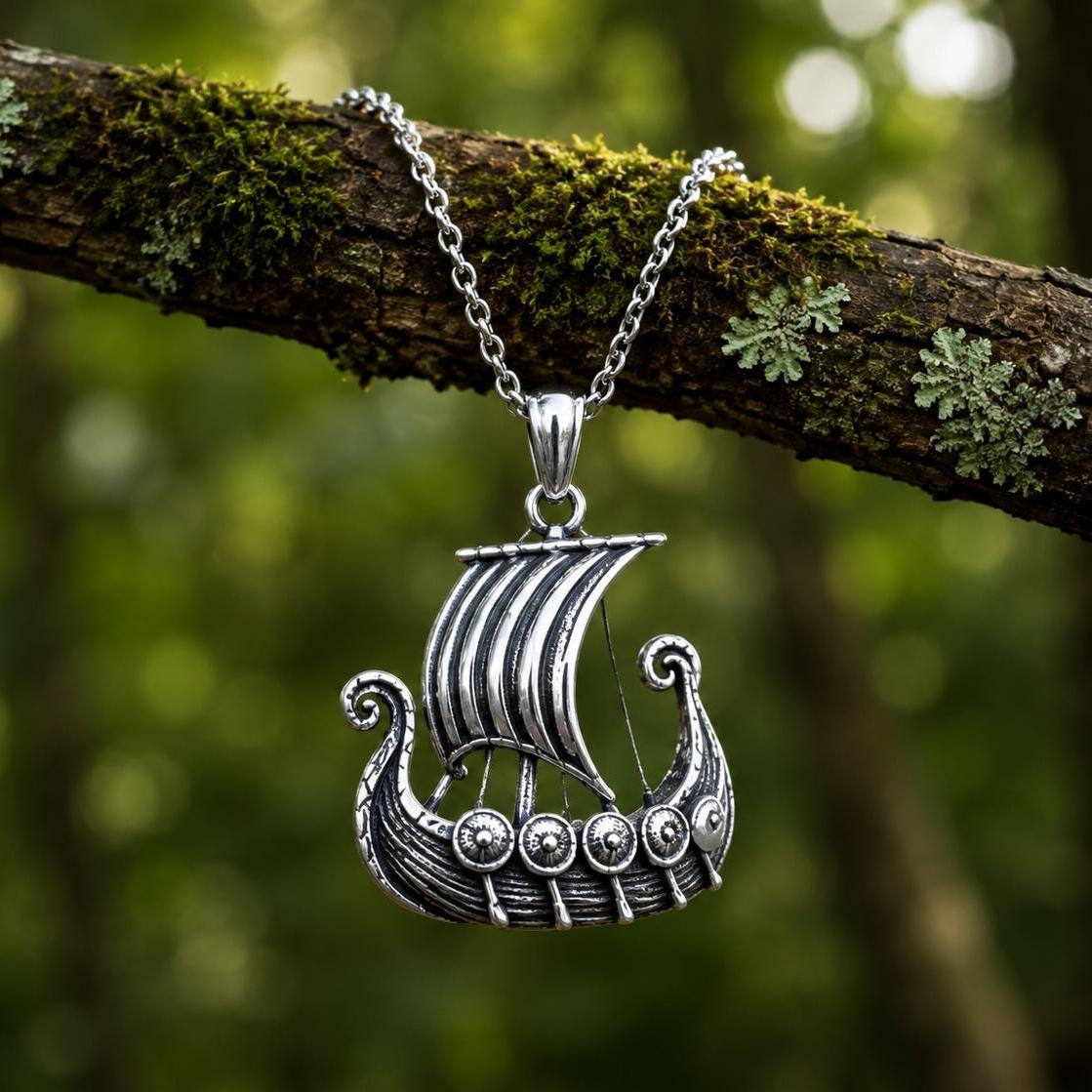 Viking Longship Ring, Oxidized Sterling Silver Band, Ocean Wave Jewelry