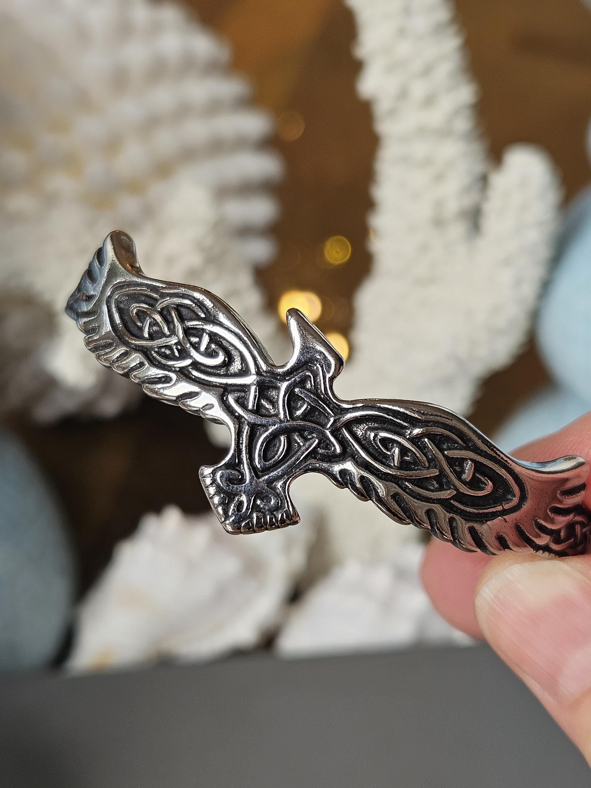Viking Raven Bracelet - Celtic Raven Stainless Steel Cuff Bracelet, Norse Bracelet, Stainless Steel