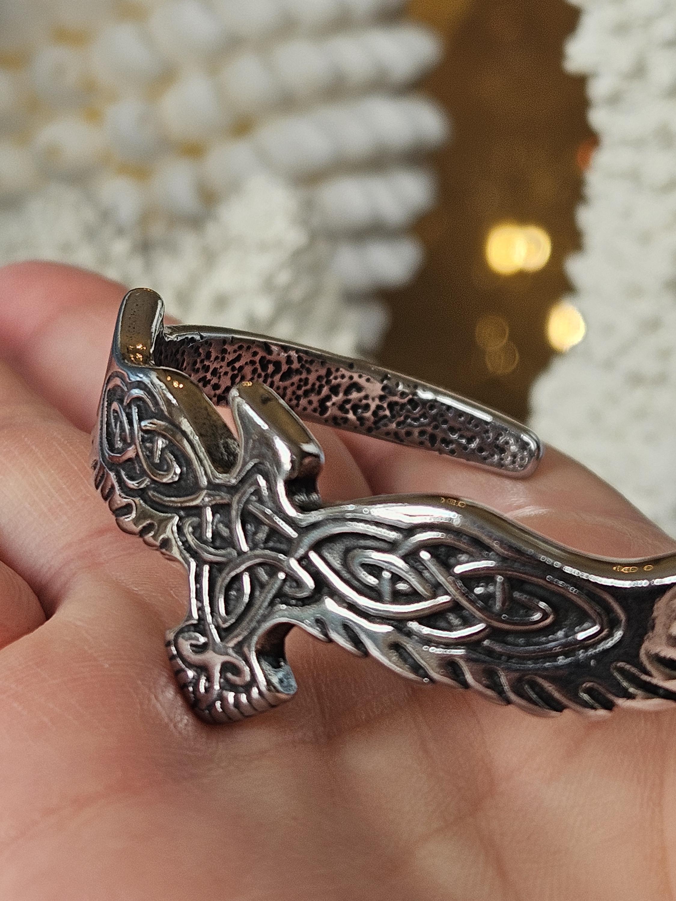 Viking Raven Bracelet - Celtic Raven Stainless Steel Cuff Bracelet, Norse Bracelet, Stainless Steel