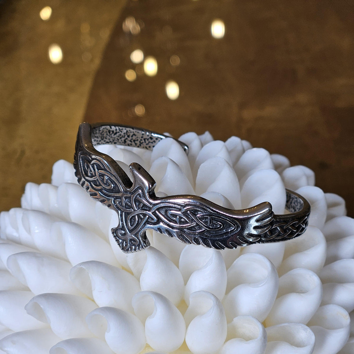 Viking Raven Bracelet - Celtic Raven Stainless Steel Cuff Bracelet, Norse Bracelet, Stainless Steel