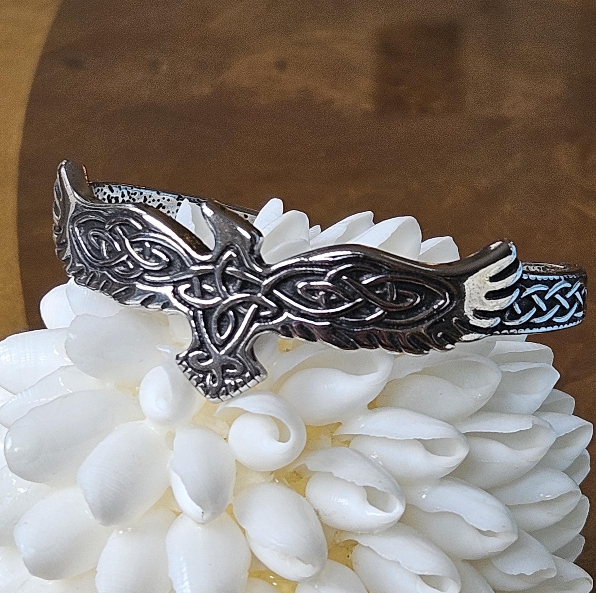 Viking Raven Bracelet - Celtic Raven Stainless Steel Cuff Bracelet, Norse Bracelet, Stainless Steel