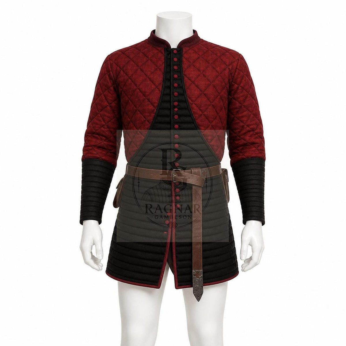 Viking Jacket - Wine Medieval Gambeson Coat for Men – Quilted Viking Armor Jacket