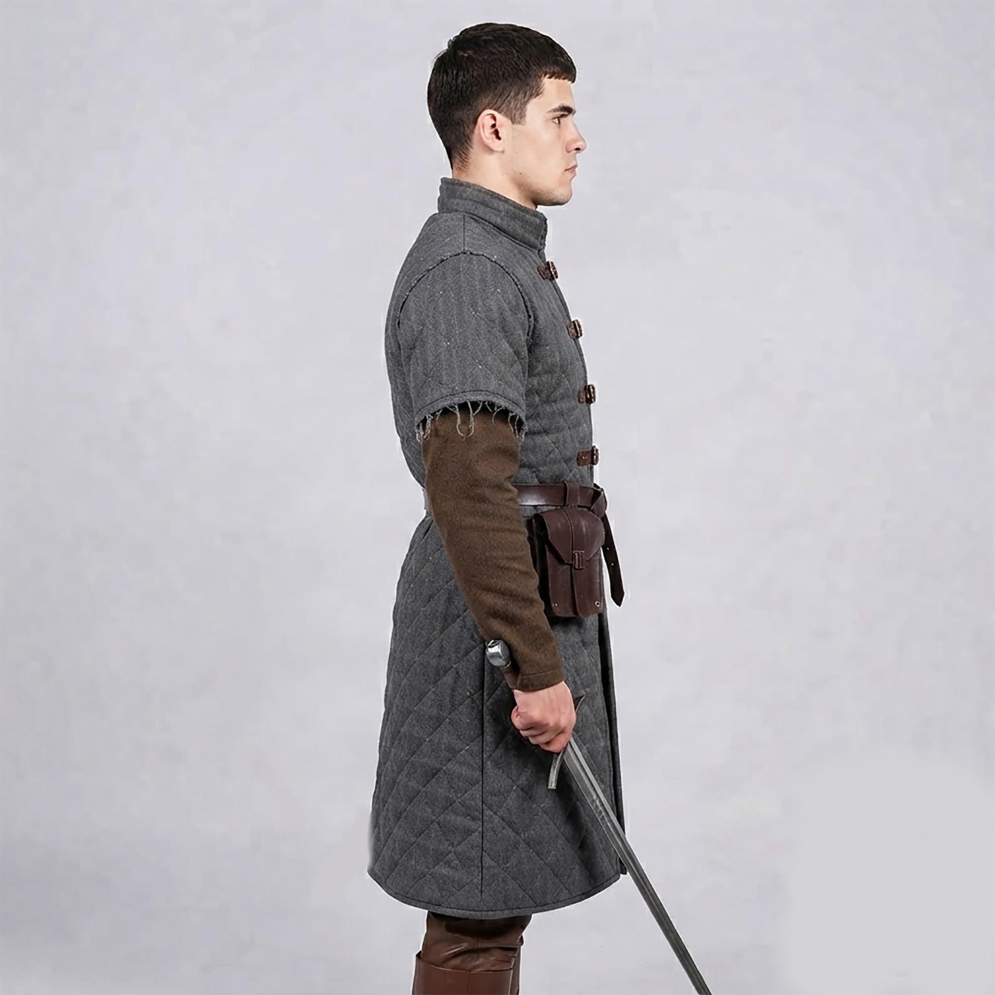 Viking Costume & LARP - Medieval Padded Gambeson Dark Gray for Viking & Renfaire Costume