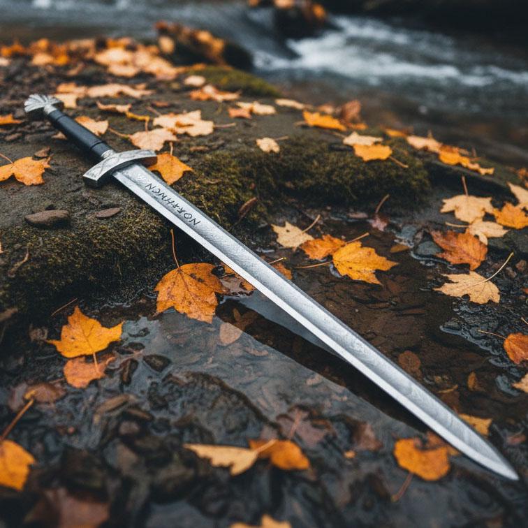 Viking Weapon Replica - Hand Forged Northmen Damascus Sword Replica, Authentic Viking Inspired