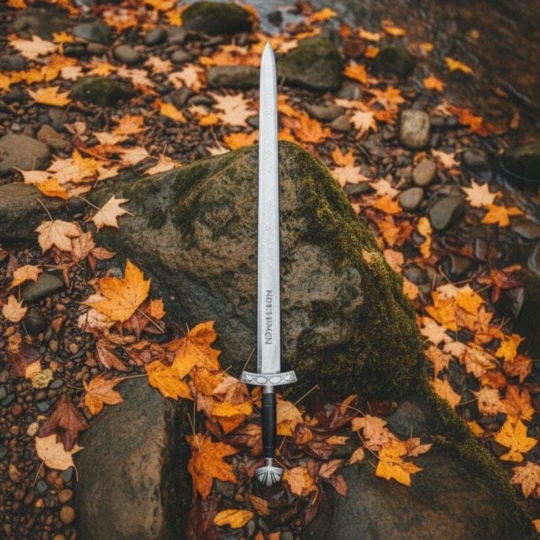 Viking Weapon Replica - Hand Forged Northmen Damascus Sword Replica, Authentic Viking Inspired