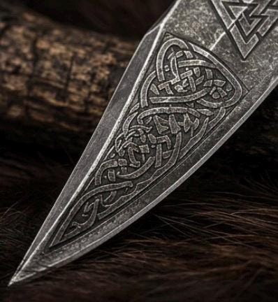 Viking Weapon Replica - Viking Engraved Folding Pocket Tool, Carved Rosewood Handle, 440C Steel