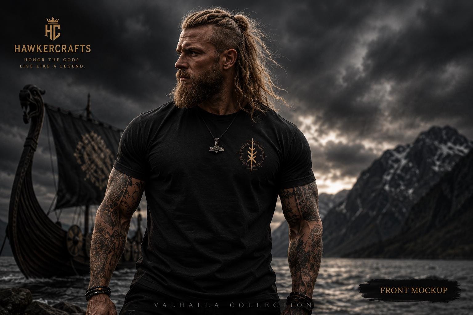 Viking Odin T-Shirt - Viking Warrior Valhalla graphic T-Shirt, Norse Helmet Odin Design