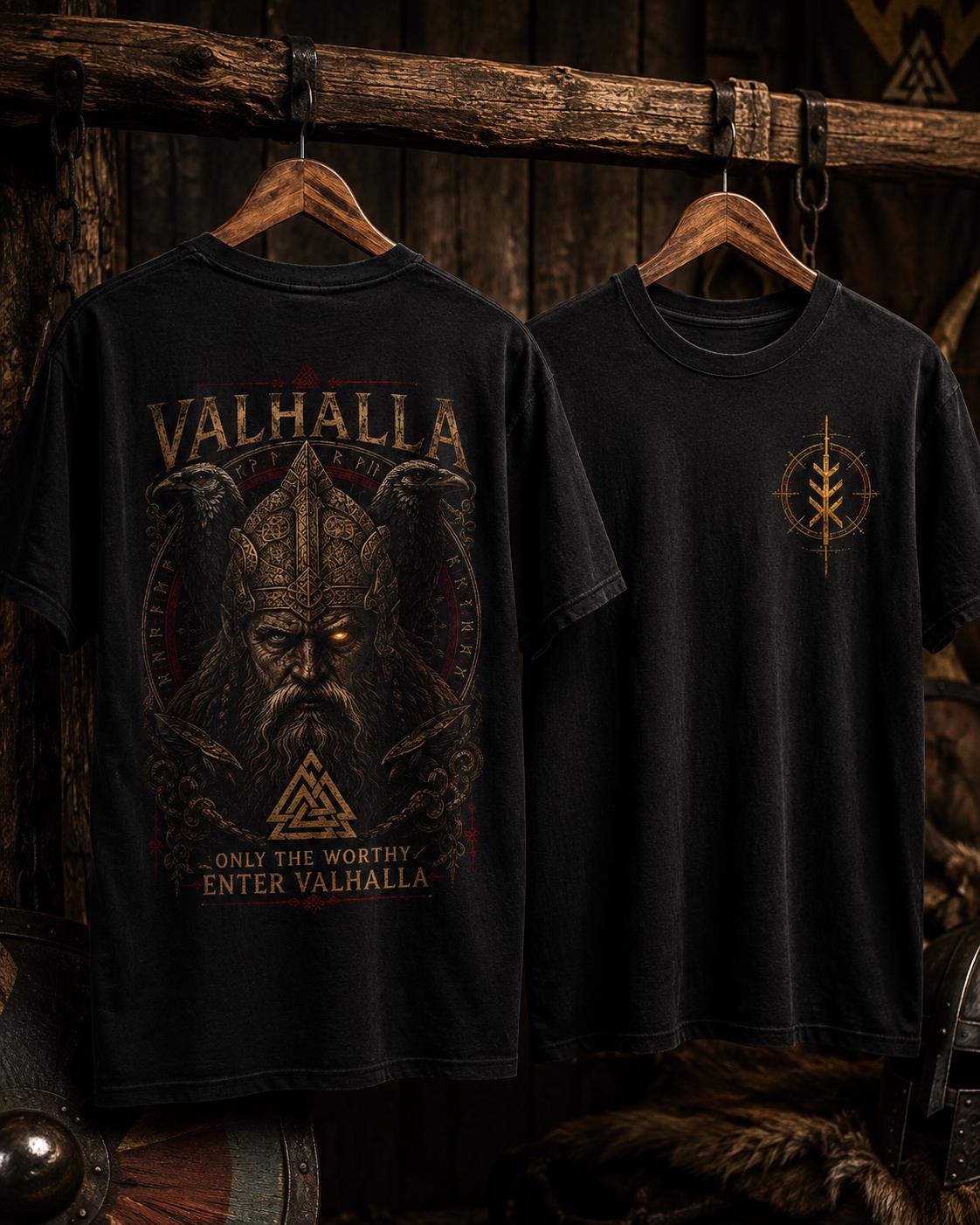 Viking Odin T-Shirt - Viking Warrior Valhalla graphic T-Shirt, Norse Helmet Odin Design