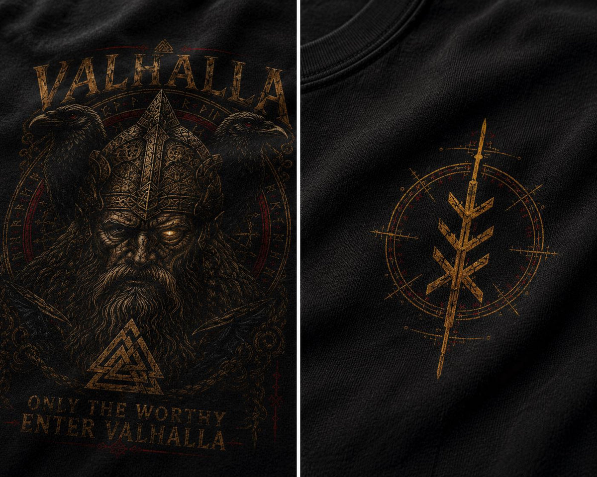Viking Odin T-Shirt - Viking Warrior Valhalla graphic T-Shirt, Norse Helmet Odin Design