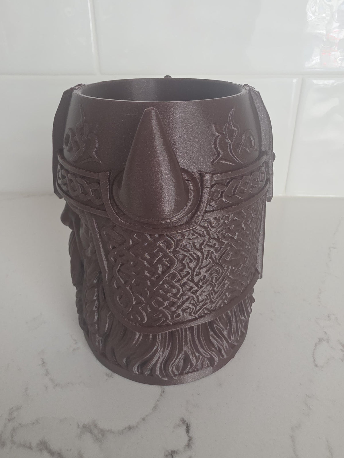 Viking Mug - 3D Printed Viking Warrior Mug – Norse Berserker Tankard, Horned Helmet Desk Organizer