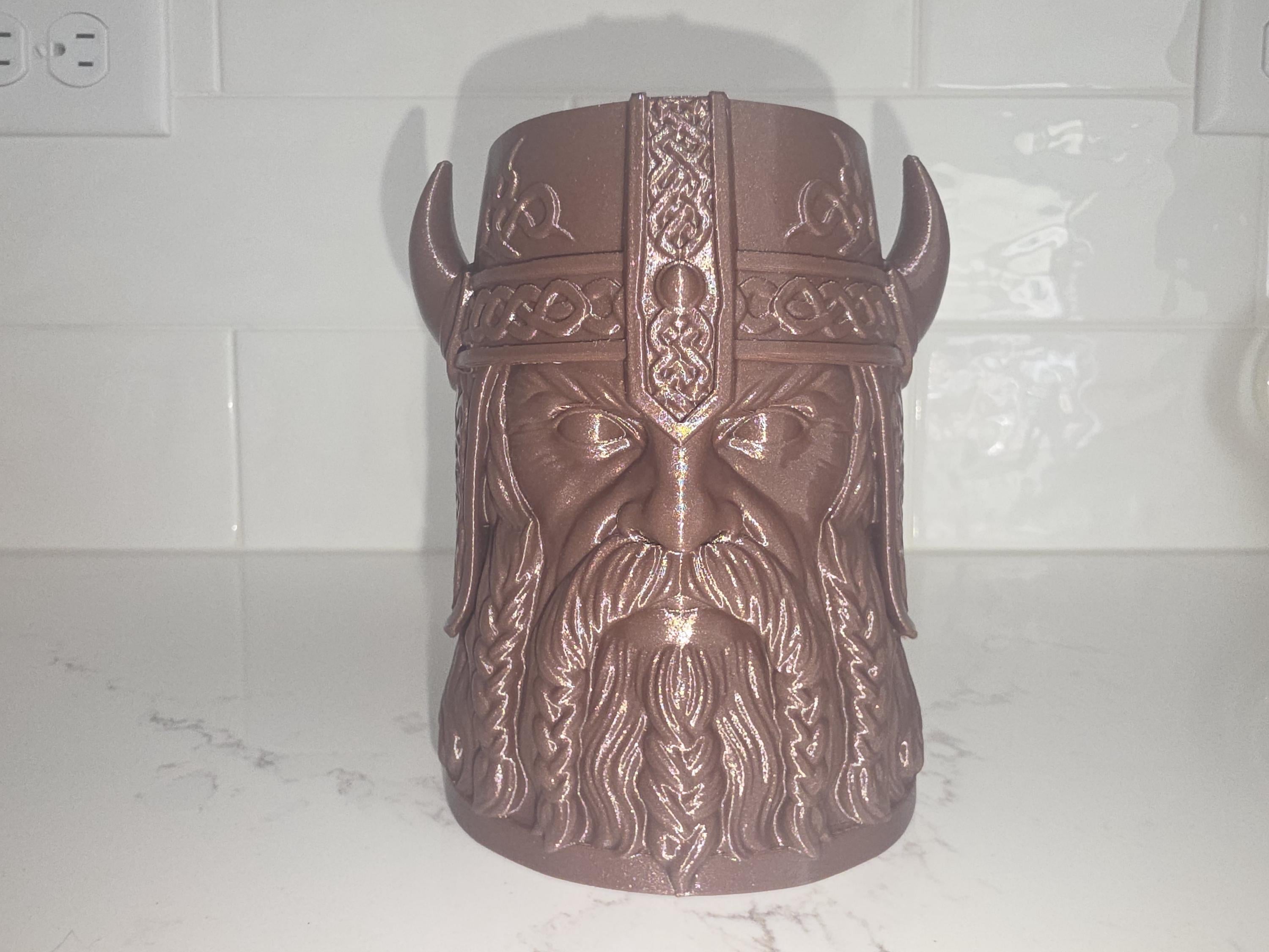 Viking Mug - 3D Printed Viking Warrior Mug – Norse Berserker Tankard, Horned Helmet Desk Organizer