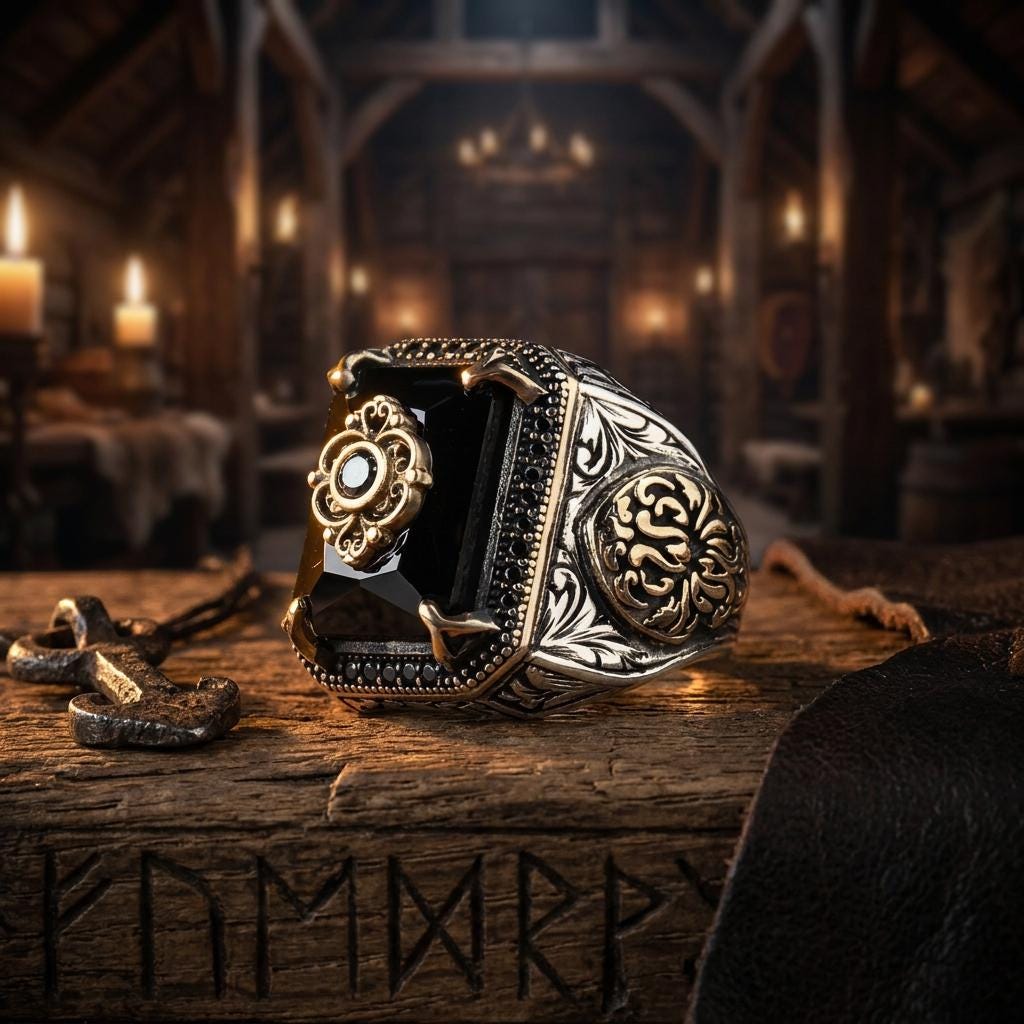 Viking Rune Ring Set of 3 · Norse Stainless Steel Band · Elder Futhark · Nordic Warrior Ring Men