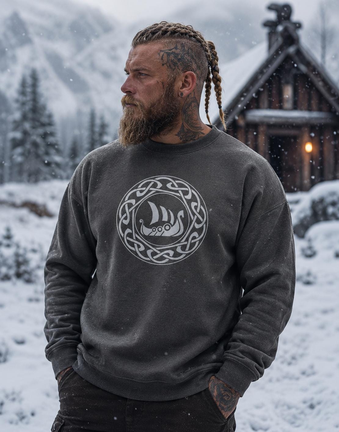 Viking Longship T-Shirt - Viking Longship Shirt, Norse Viking Ship, Celtic Knot Mythology Tee