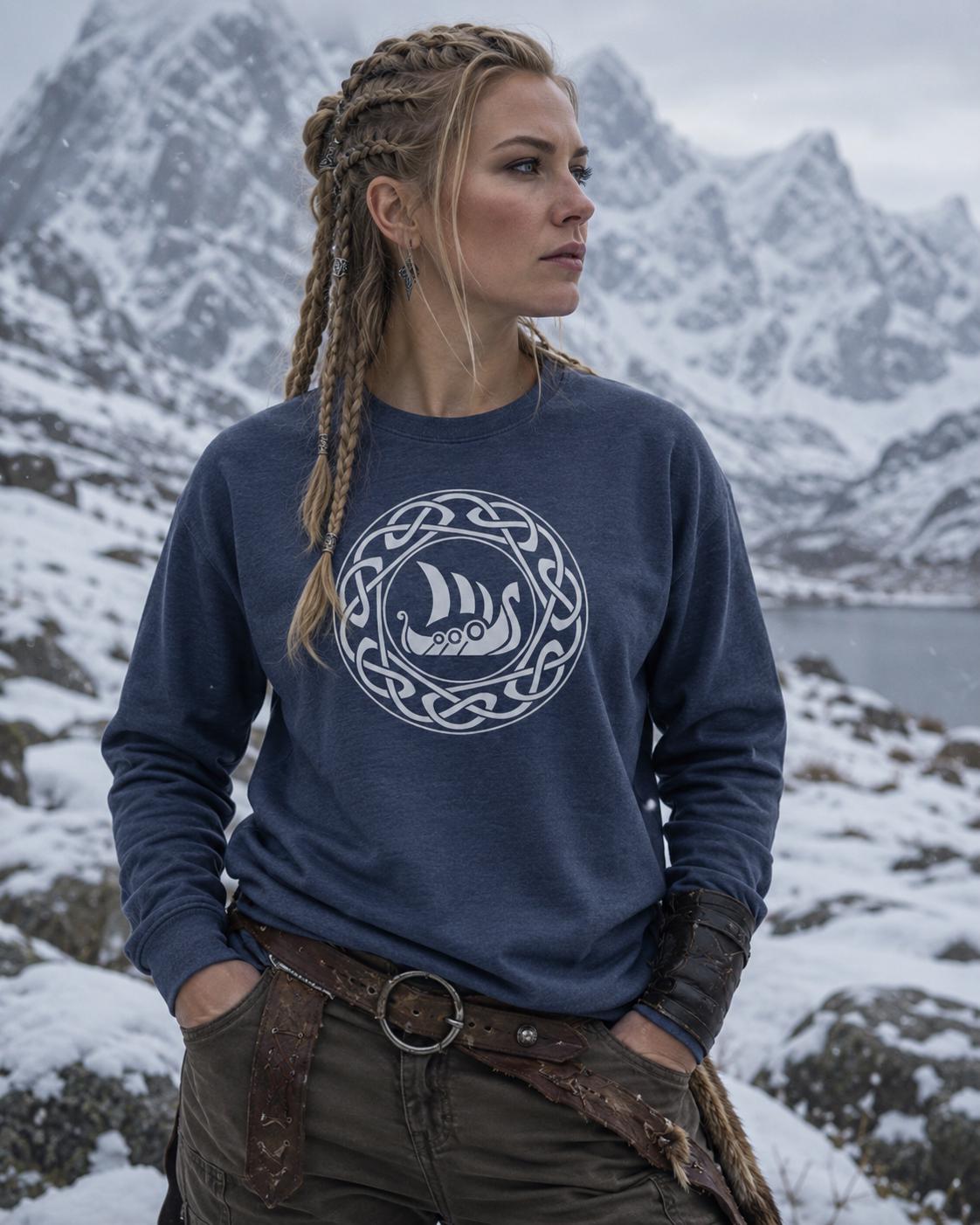 Viking Longship T-Shirt - Viking Longship Shirt, Norse Viking Ship, Celtic Knot Mythology Tee