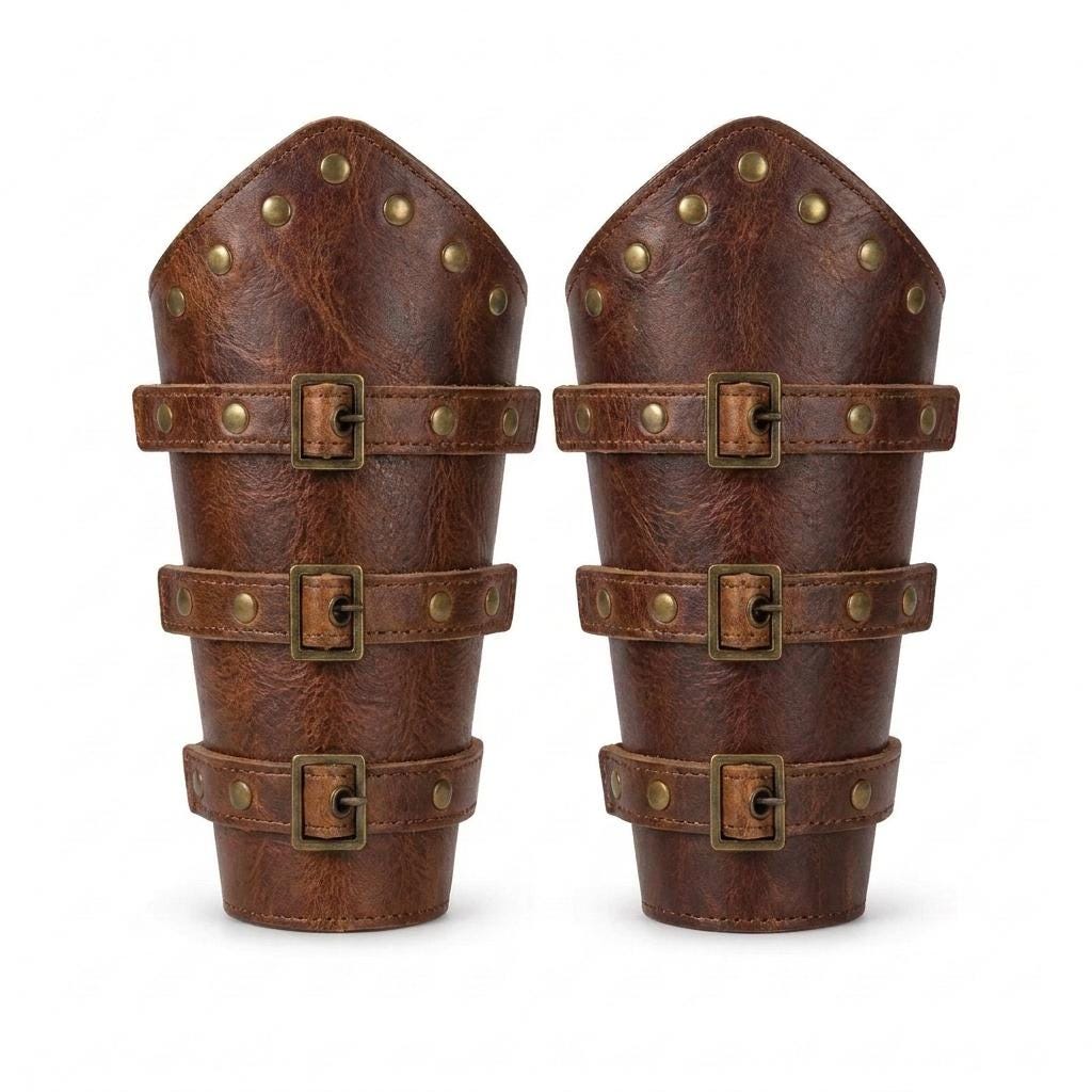 Viking Costume & LARP - Handmade Medieval Viking Leather Accessories Set, Genuine Cowhide Belt
