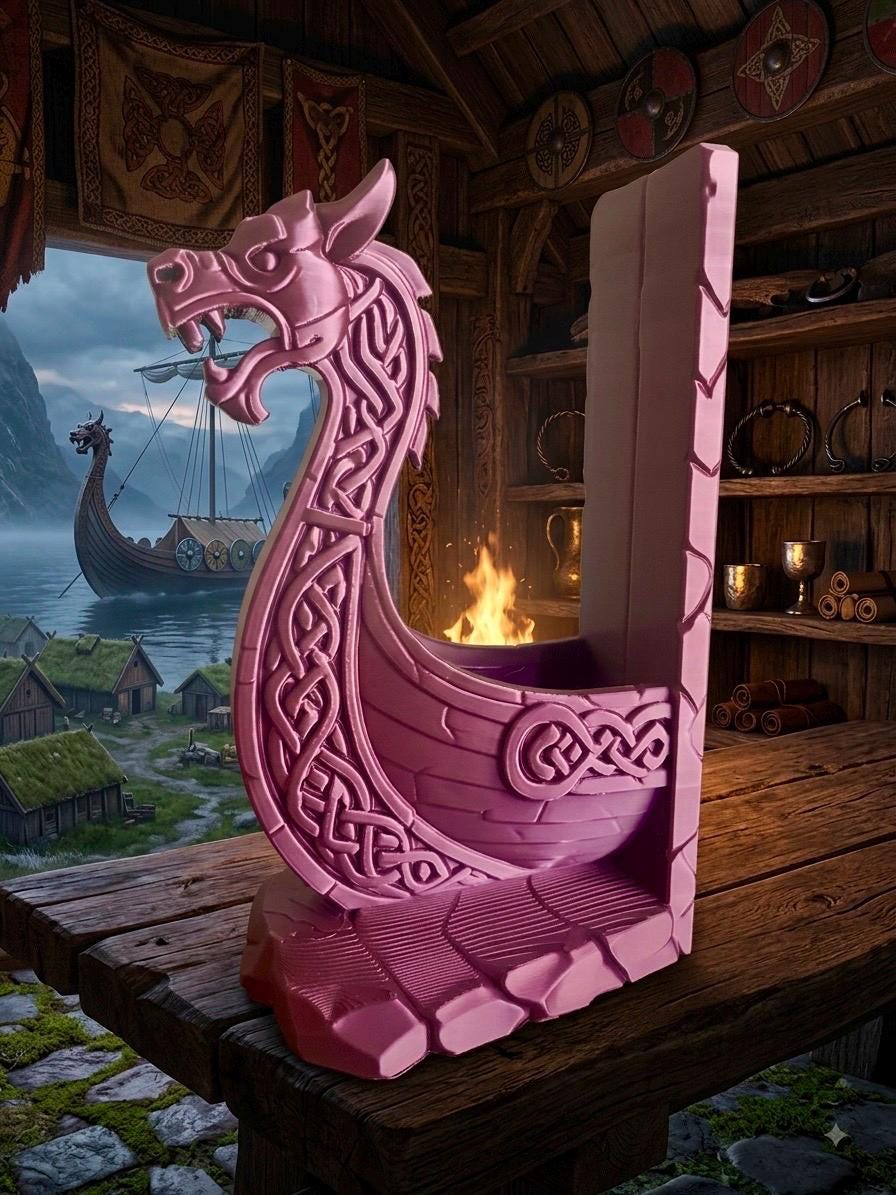 Viking Home Decor - Viking Ship Bookshelf Decor