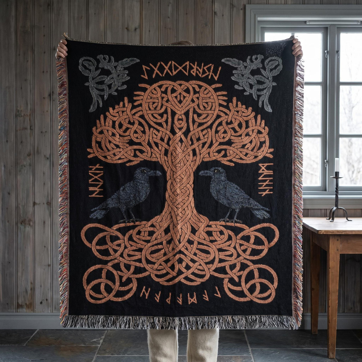Viking Yggdrasil Tree of Life Rug - Viking Sword Rug, Norse Mythology Area Rug, Celtic Knot Decor