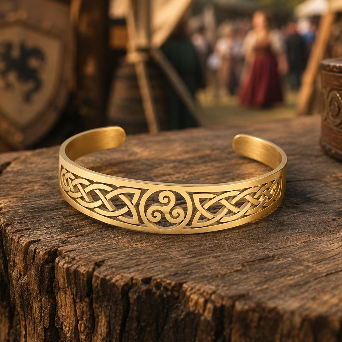 Viking Bracelet - Viking Celtic Knot Cuff Bracelet, Nordic Triskele Stainless Steel Bangle for Men