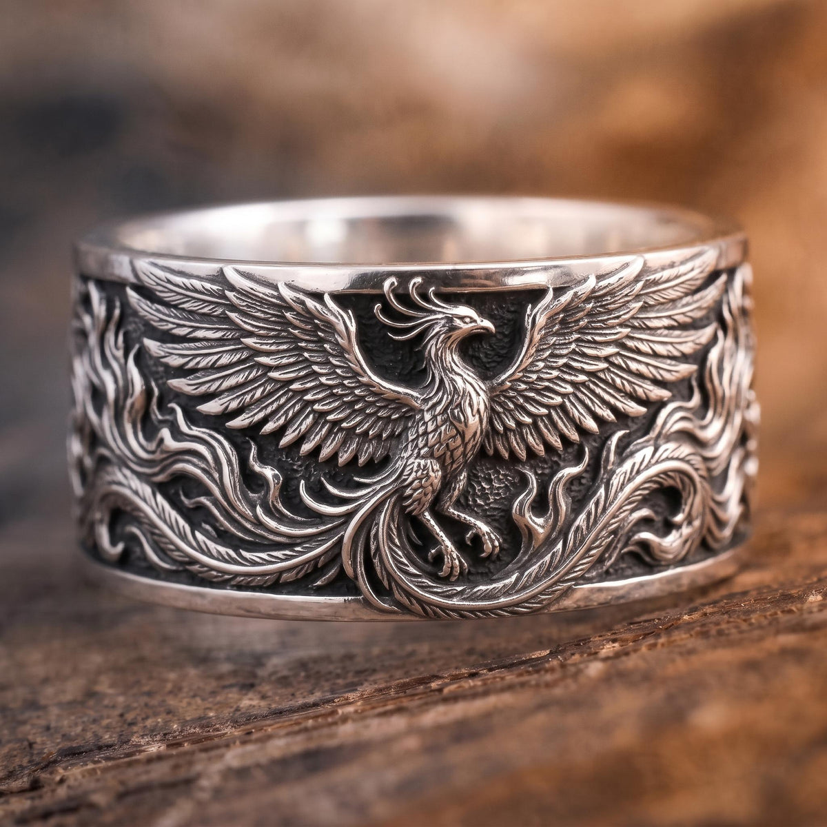 Viking Longship Ring, Oxidized Sterling Silver Band, Ocean Wave Jewelry