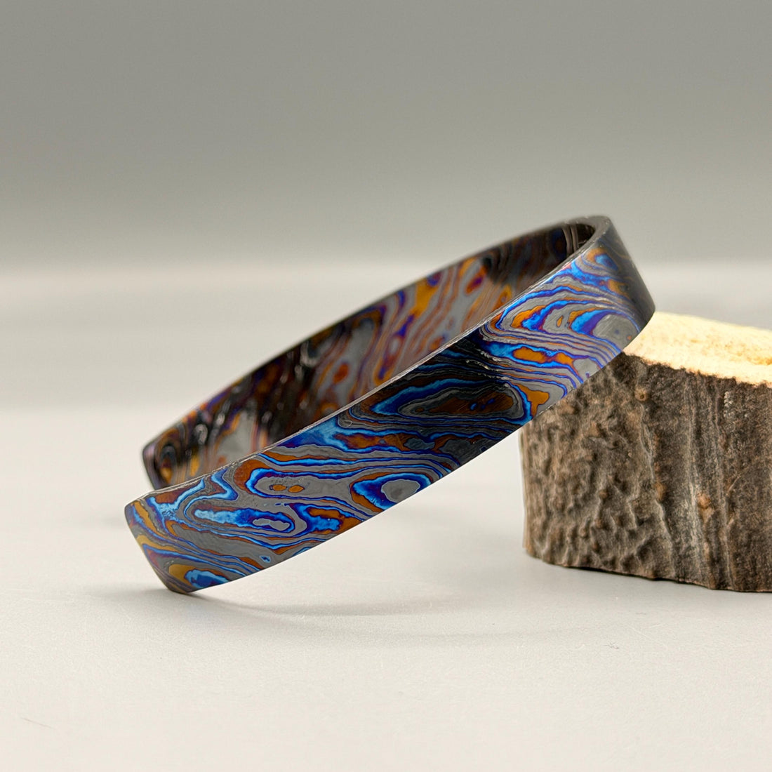Viking Bracelet - Handmade Black Timascus Bracelet: Lightweight Titanium Viking Cuff, 10mm and 6.5