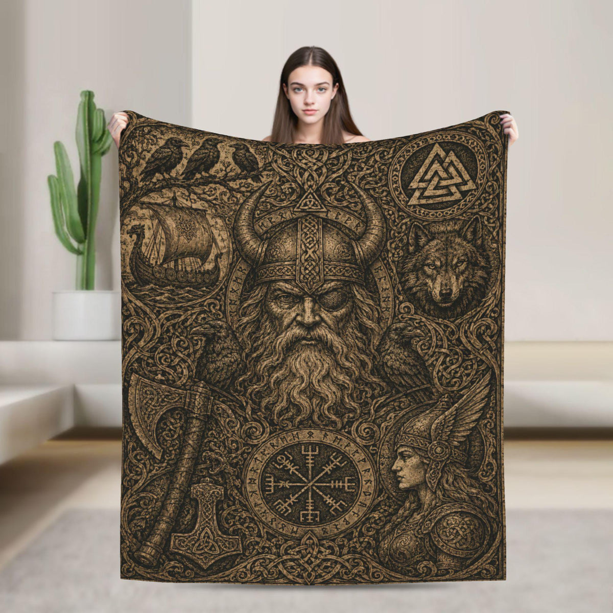 Viking Odin Hoodie - Viking Odin 3D Hoodie, Norse Tattoo Art, Unisex Fleece Sweatshirt