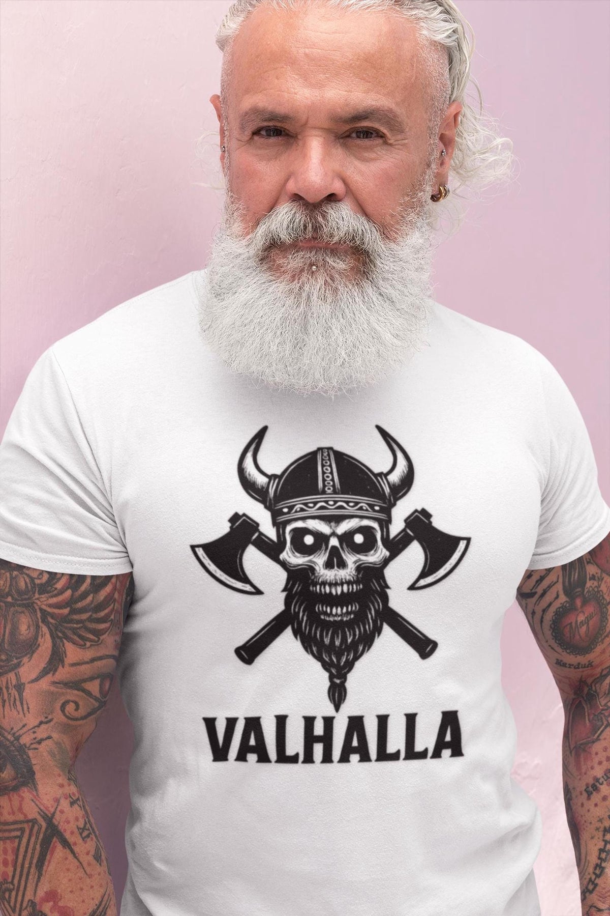 Viking Valhalla T-Shirt - Victory Or Valhalla - Distressed American Viking Skull T-Shirt: Patriotic