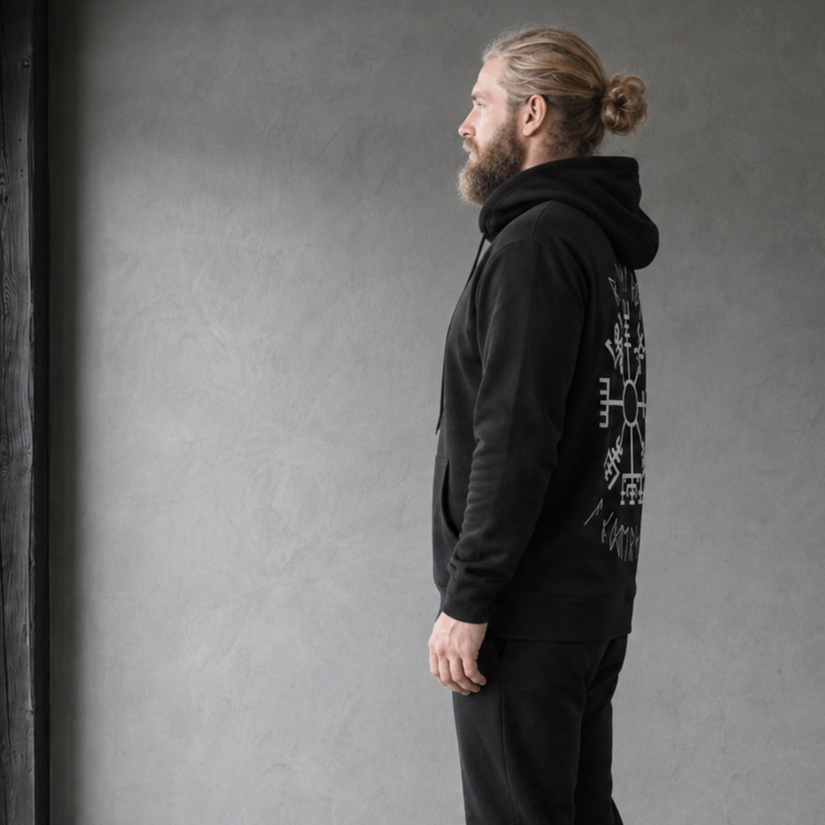 Viking Thor's Hammer Hoodie - Personalized Viking Zip Hoodie for Men Custom Rune Name Norse Symbol