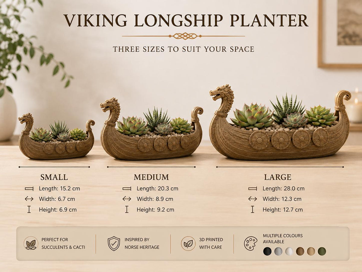 Viking Longship Home Decor - Viking Longship Planter, Norse Dragon Boat Succulent Pot, Nordic Plant