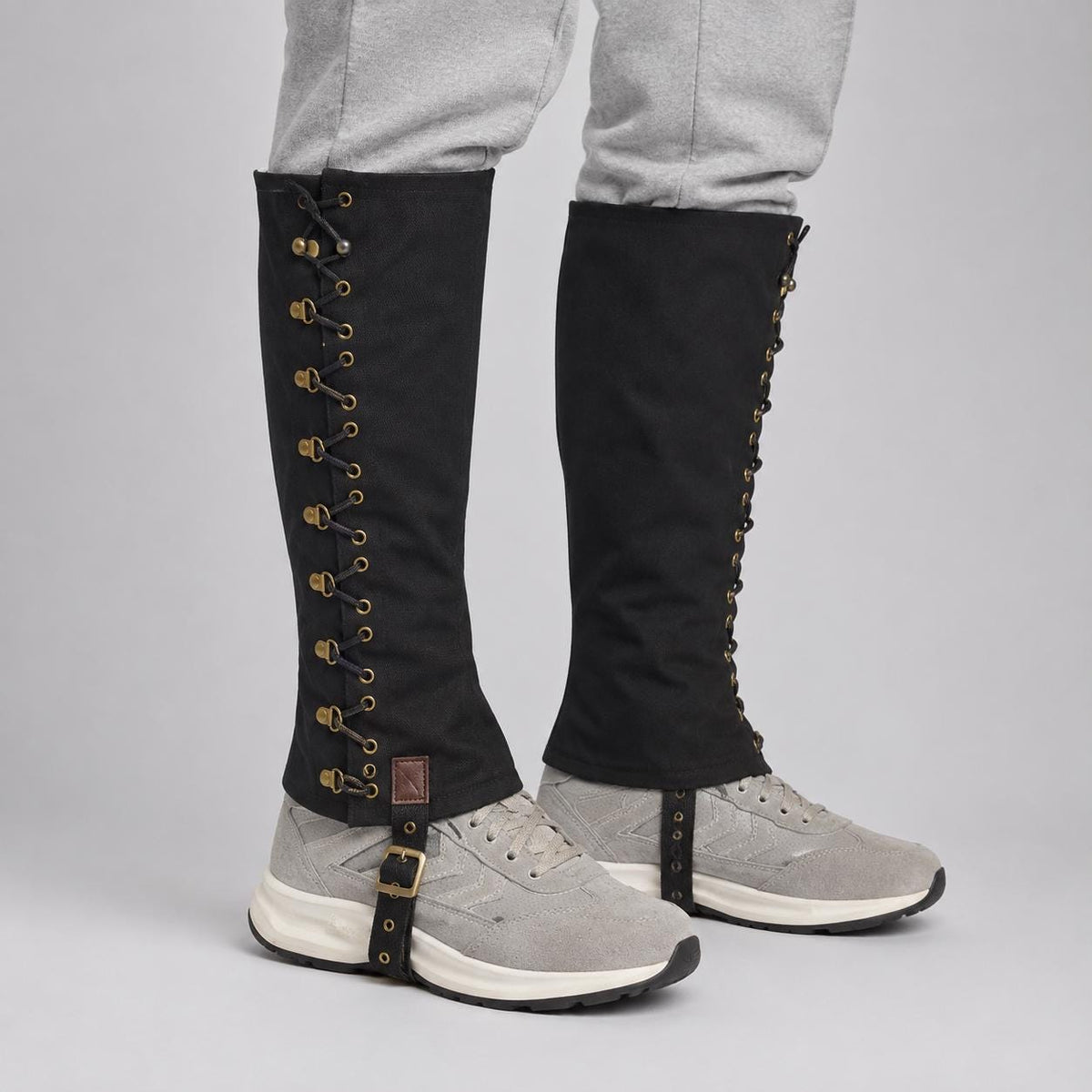 Viking Boots - Black Medieval Canvas Gaiters, Renaissance Leg Gaiters, Viking Spats, Pirate