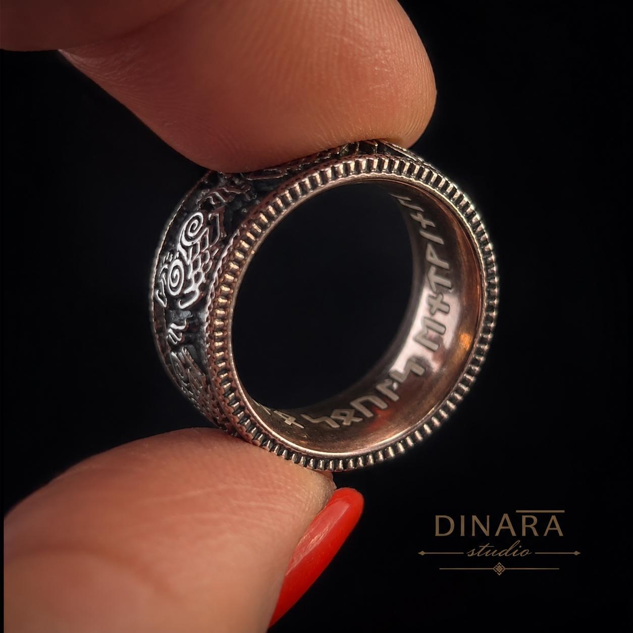 Viking Odin Ring - Sleipnir Viking Wedding Band Odin’s Eight Legged Horse Norse Rune Ring Oxidized