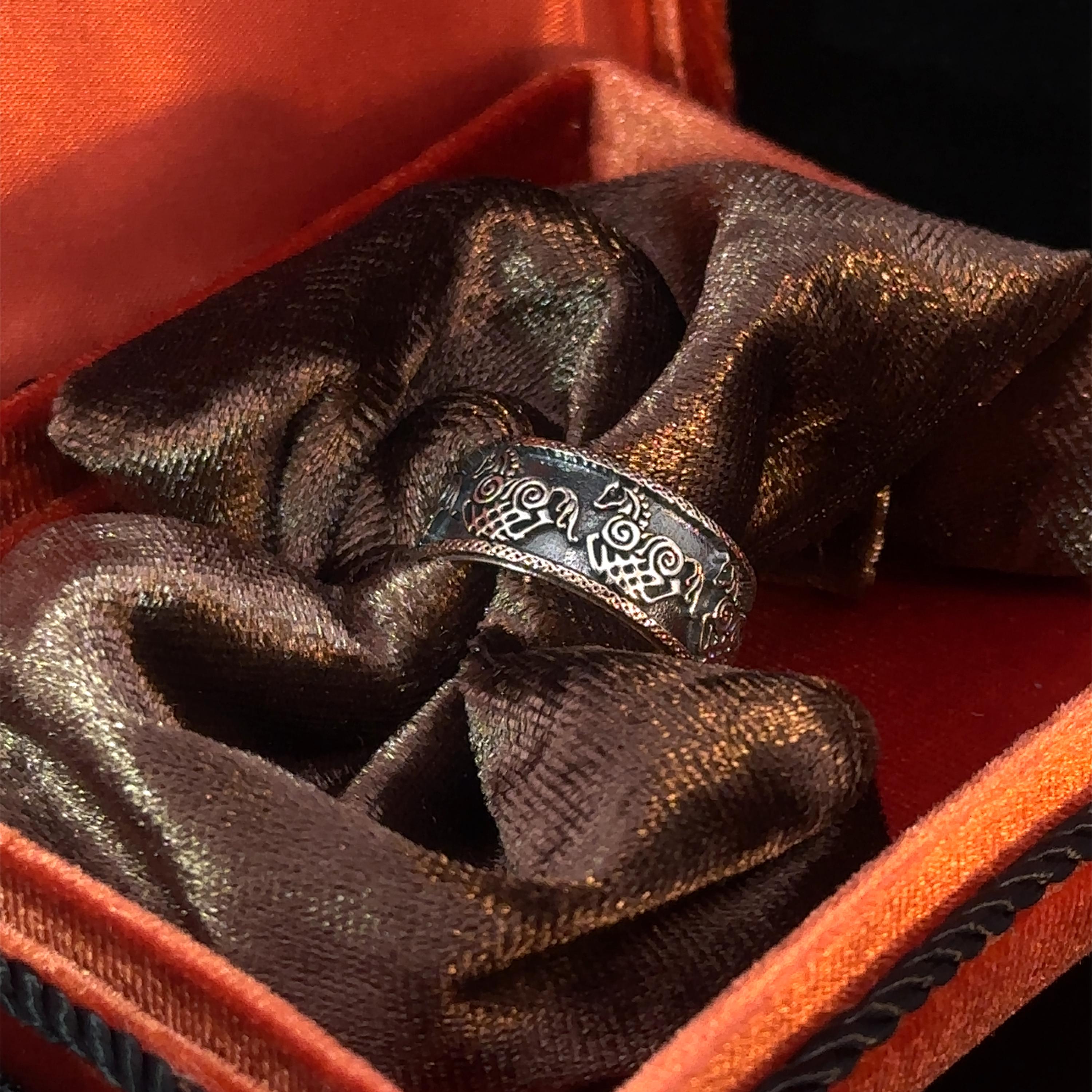 Viking Odin Ring - Sleipnir Viking Wedding Band Odin’s Eight Legged Horse Norse Rune Ring Oxidized