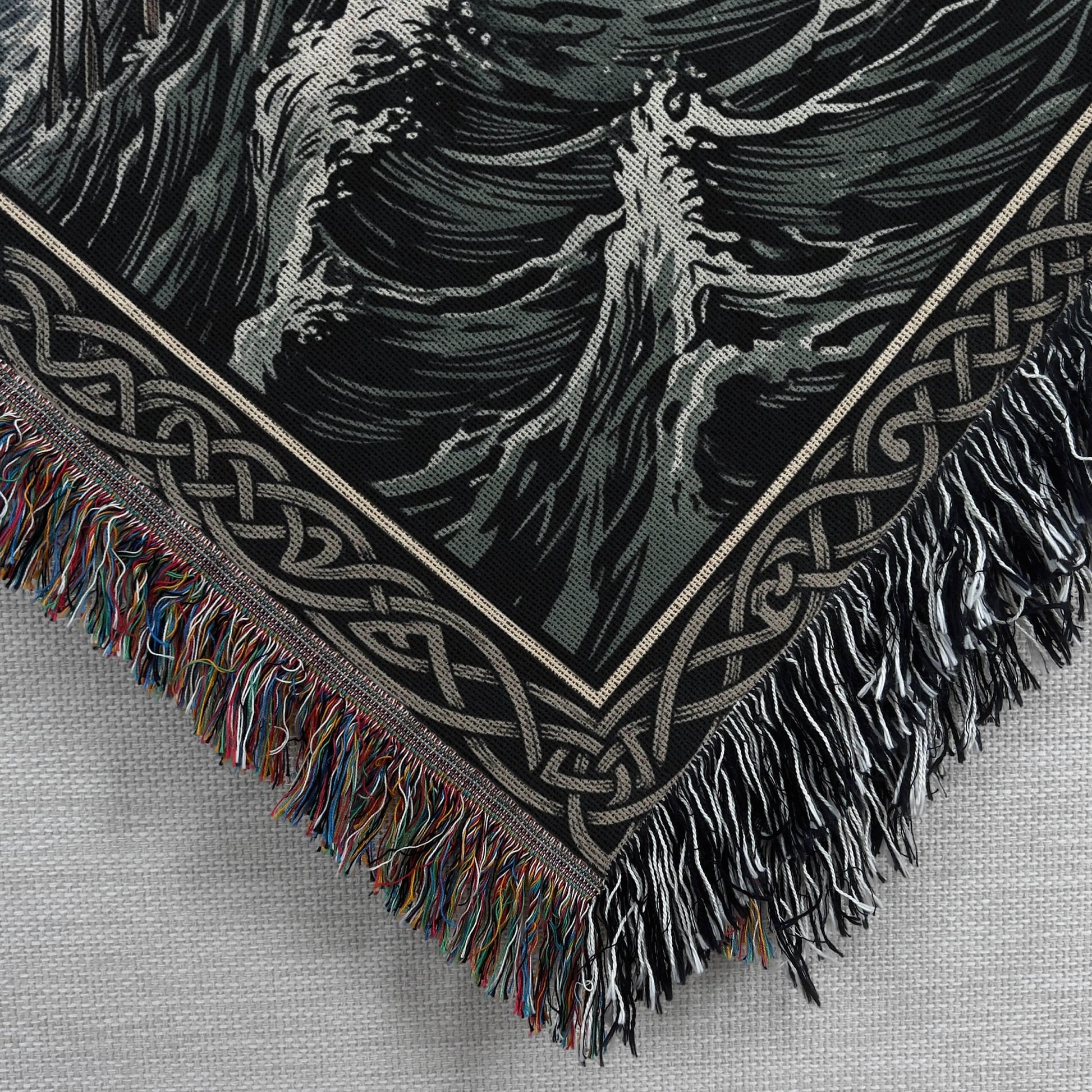 Viking Longship Blanket - Viking Longship Woven Blanket, Norse Storm Sea Tapestry, Dragon Boat