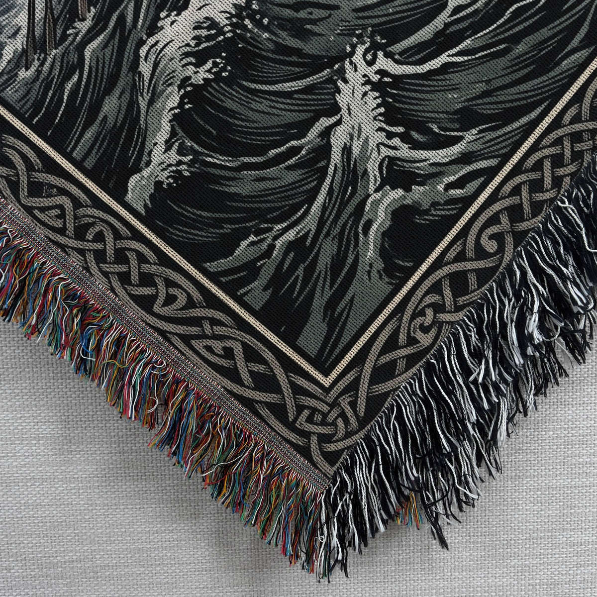 Viking Longship Blanket - Viking Longship Woven Blanket, Norse Storm Sea Tapestry, Dragon Boat