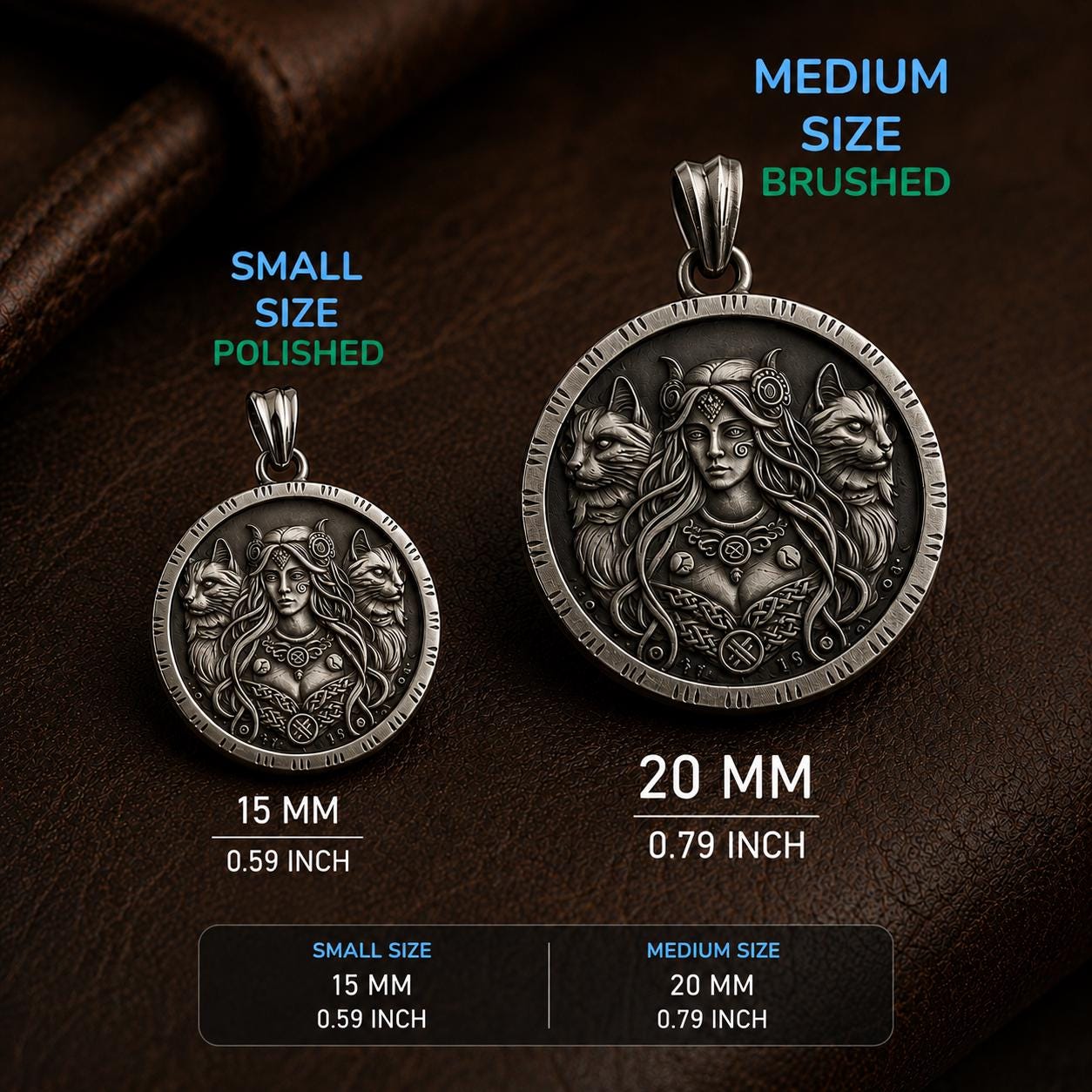 Viking Necklace - Norse Goddess Freya Coin Pendant, Viking Mythology, Freyja Sterling Silver Brass