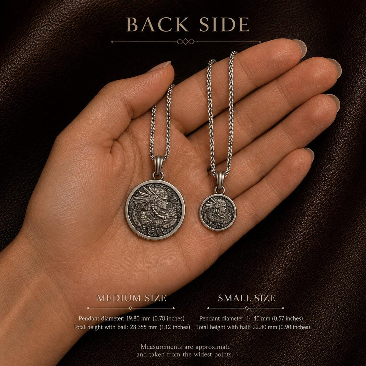 Viking Necklace - Norse Goddess Freya Coin Pendant, Viking Mythology, Freyja Sterling Silver Brass