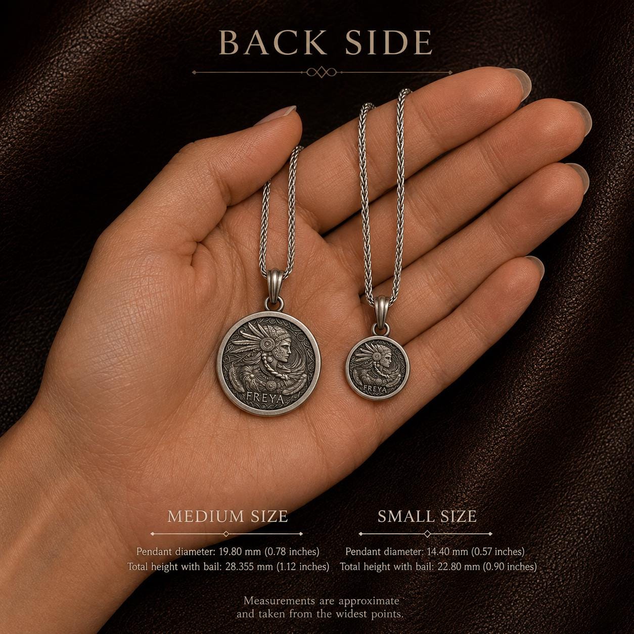 Viking Necklace - Norse Goddess Freya Coin Pendant, Viking Mythology, Freyja Sterling Silver Brass