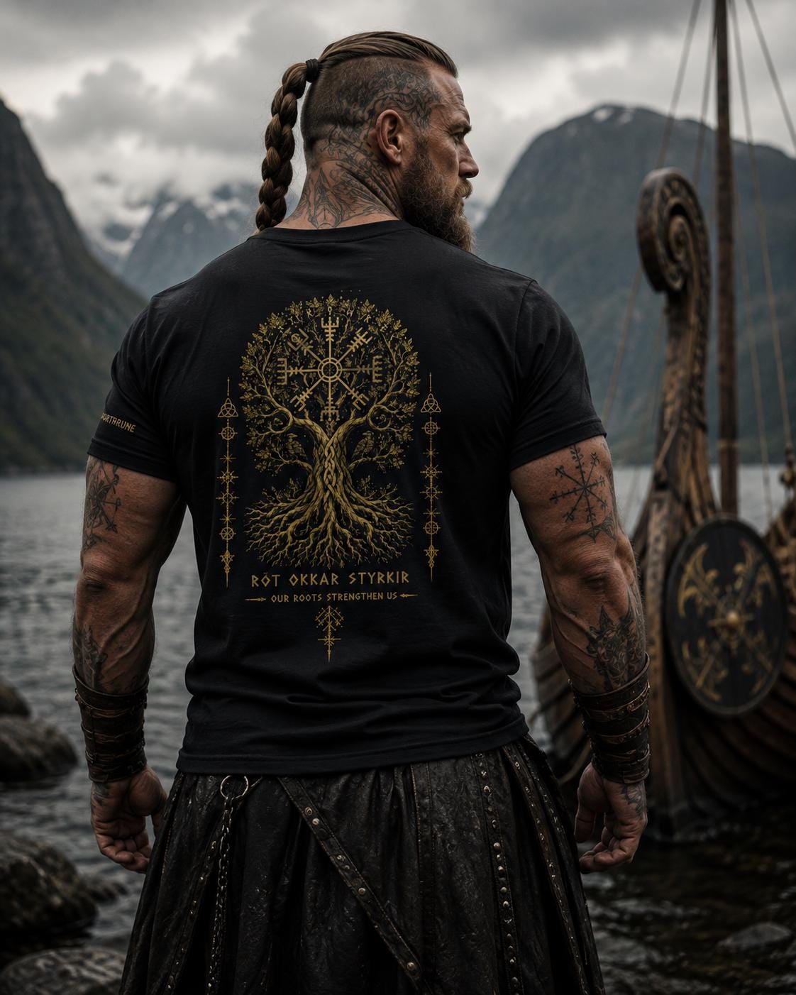 Viking Rune T-Shirt - Runer Viking Dark Tribal Pattern Grunge Men's Polo Shirt S-5XL