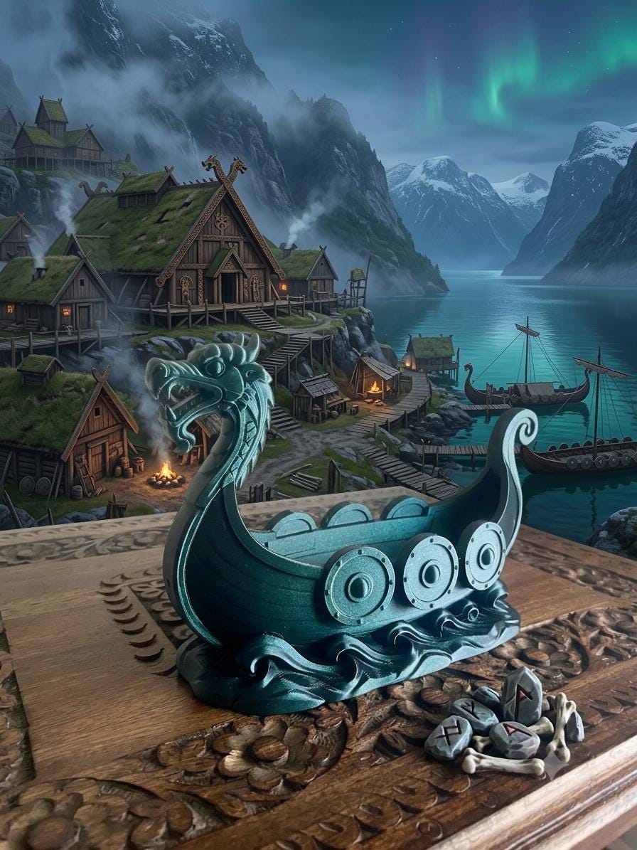 Viking Home Decor - Viking Ship Bookshelf Decor