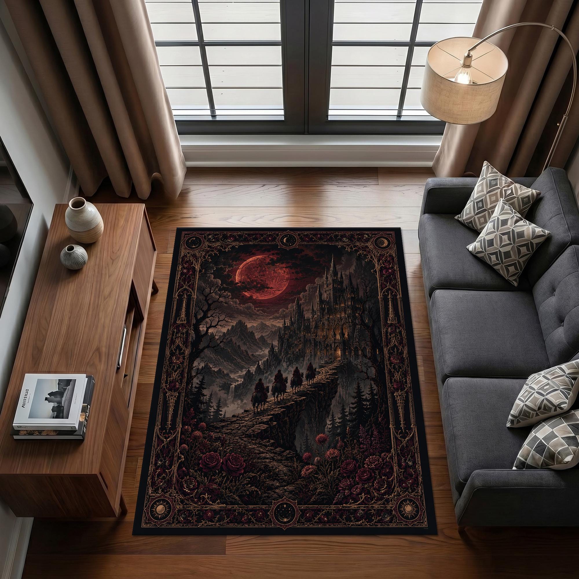 Viking Vegvisir Compass Rug - Vegvisir Shield Rug, Rune Symbol Rug, Norse Mythology Rug, Viking
