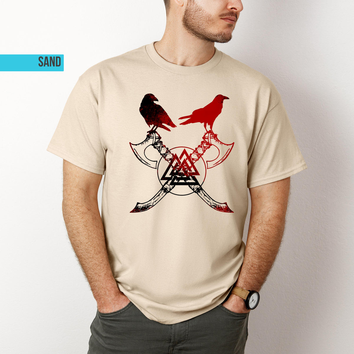 Viking Odin T-Shirt - Odin Ravens Viking Shirt, Huginn Muninn Norse Mythology Tee