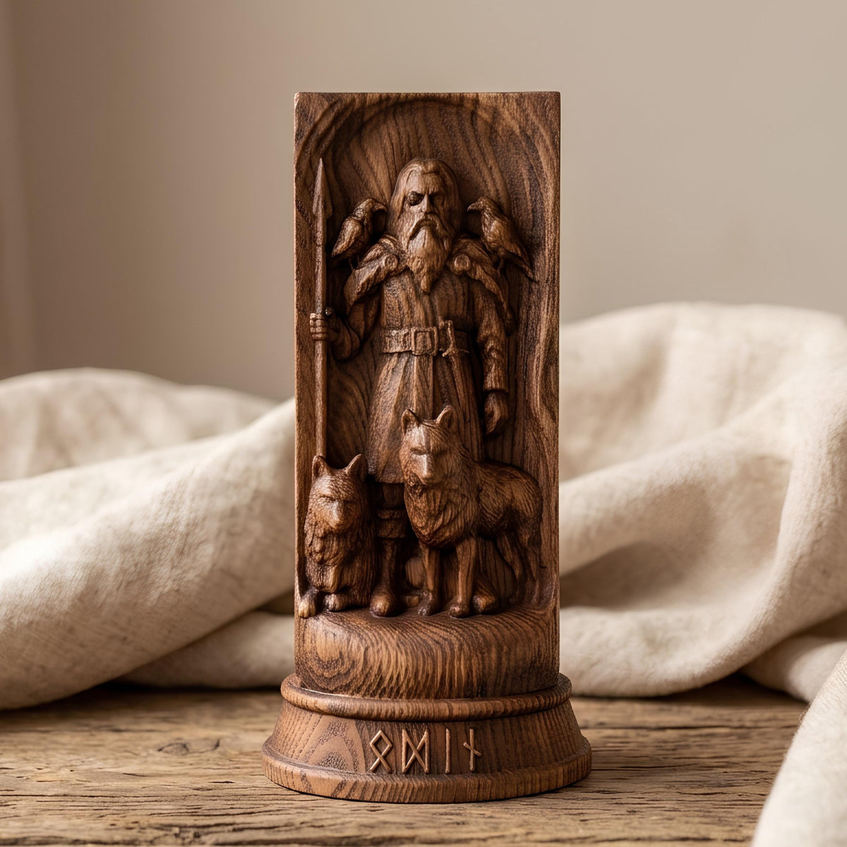Viking Thor's Hammer Home Decor - Thor Wooden Idol, Thunder God Figurine, Norse Pagan Altar Decor
