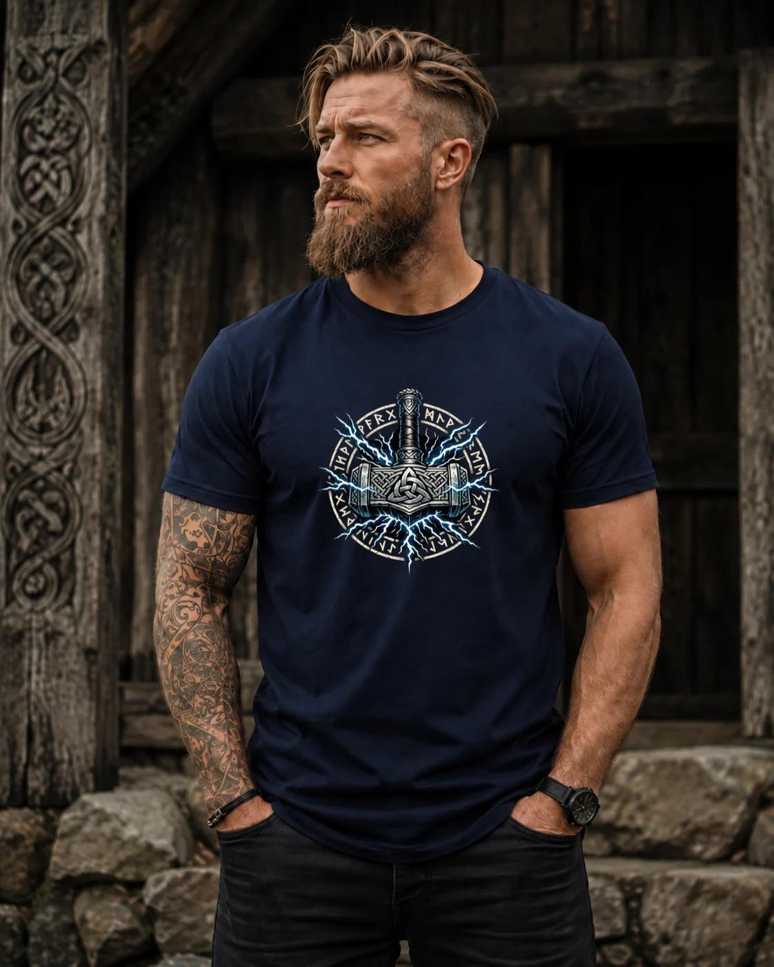 Viking Thor's Hammer T-Shirt - Mjolnir Thor Hammer Viking Shirt, Norse Mythology T-Shirt, Nordic