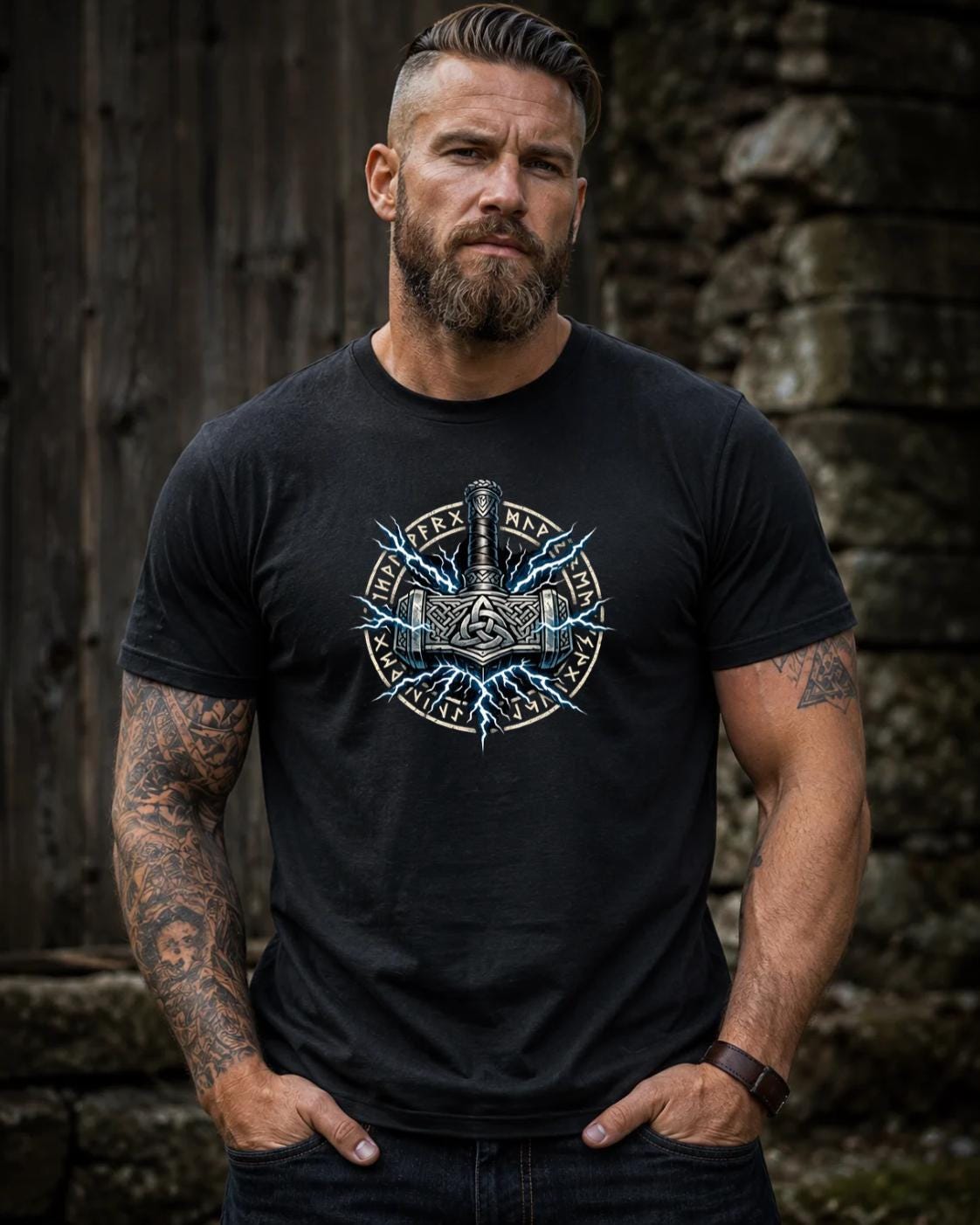 Viking Thor's Hammer T-Shirt - Mjolnir Thor Hammer Viking Shirt, Norse Mythology T-Shirt, Nordic