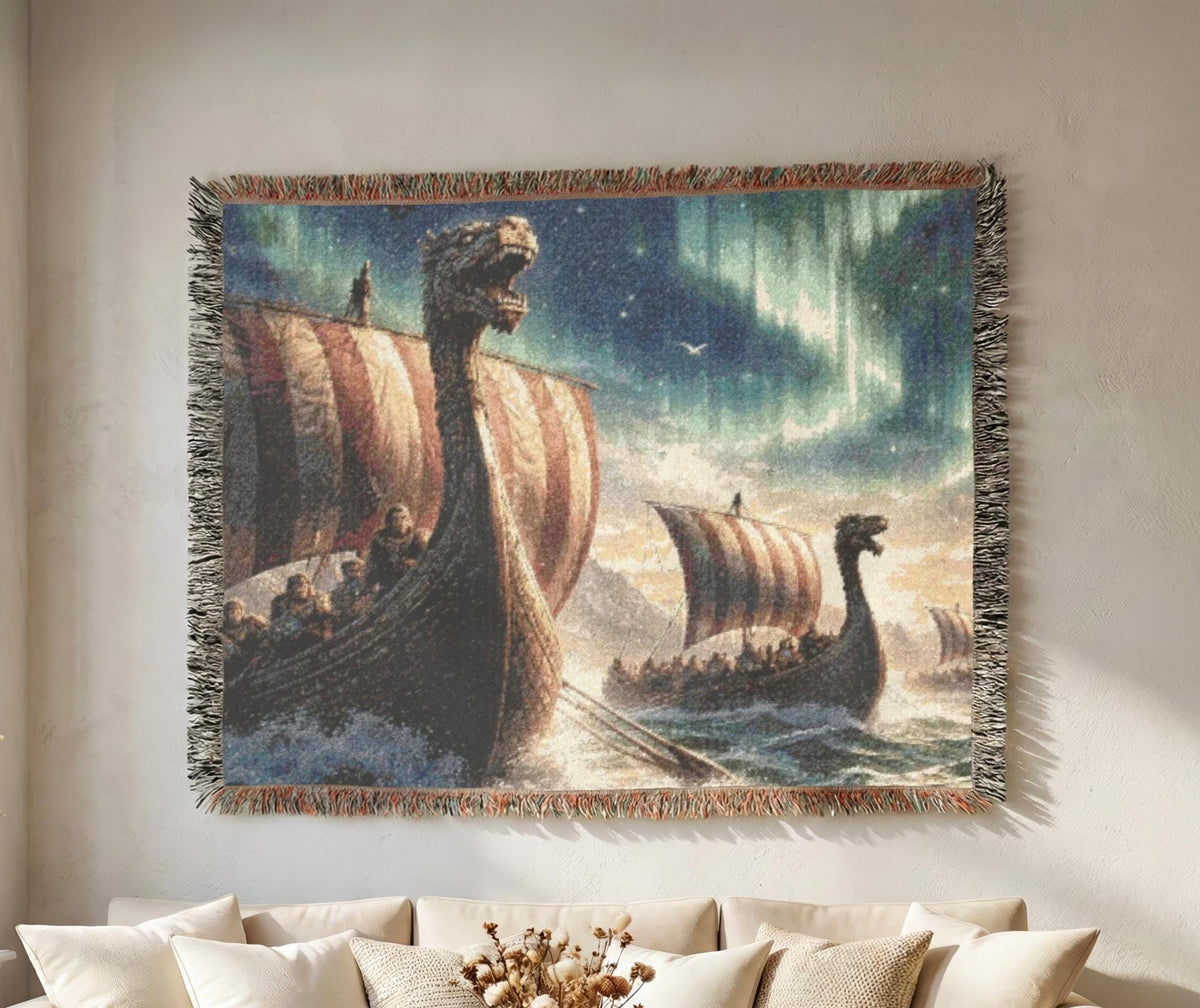 Viking Odin Blanket - Dark Fantasy Odin Woven Blanket, Norse God Viking Wall Art, Gothic Man Cave