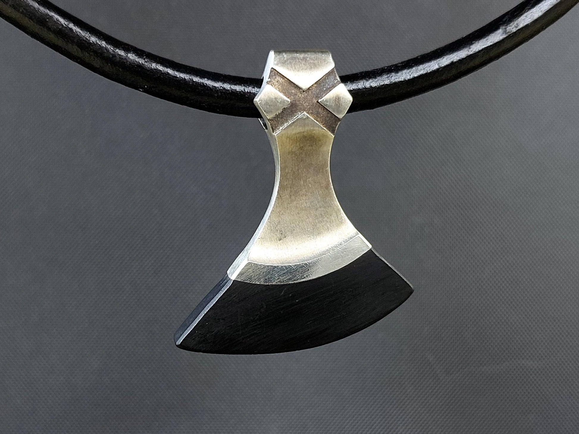 Viking Necklace - Labradorite Viking Axe Pendant, Norse Axe Necklace, Handmade Stone Amulet, Silver