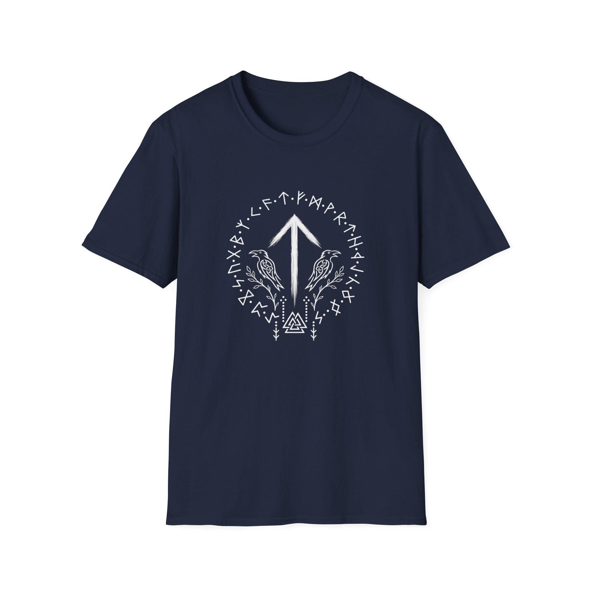 Viking Raven T-Shirt - Tiwaz Rune Viking Shirt, Norse Warrior T-Shirt, Viking Raven Tee, Nordic