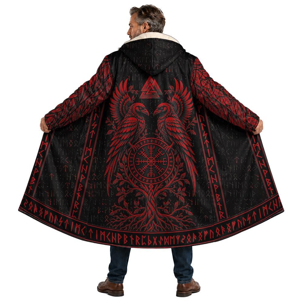 Viking Odin Jacket - Odin Raven Cloak, Norse Viking Cloak, Huginn Muninn Raven Cloak, Nordic